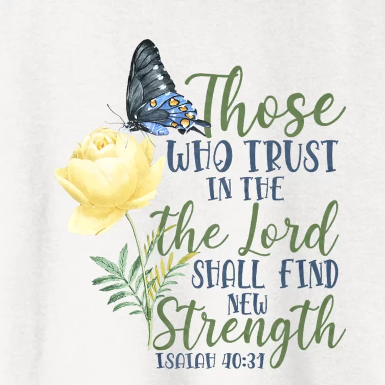 Christian Bible Verse Butterfly Rose Flower Isaiah 40:31 Women's Crop Top Tee