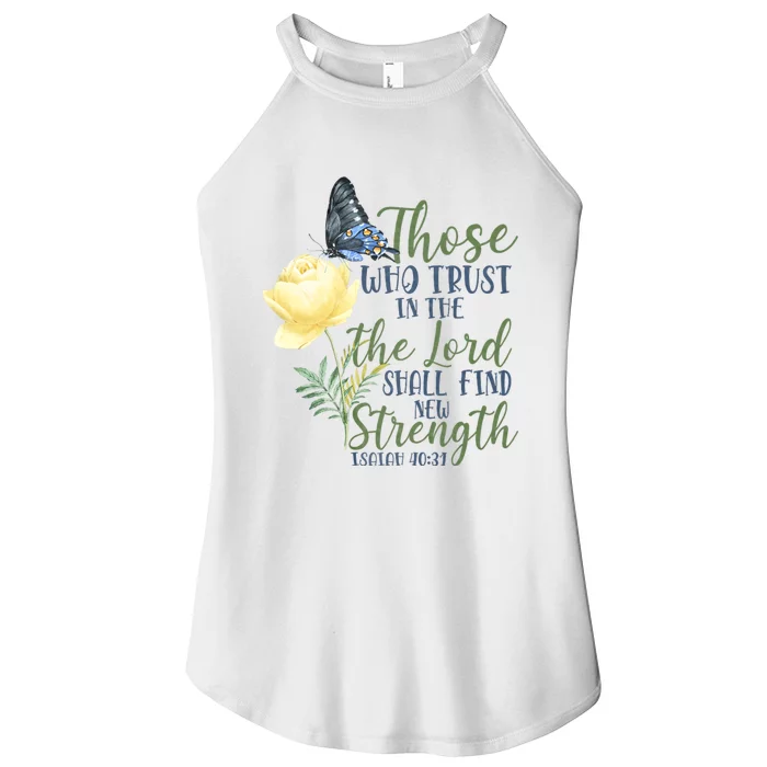 Christian Bible Verse Butterfly Rose Flower Isaiah 40:31 Women’s Perfect Tri Rocker Tank