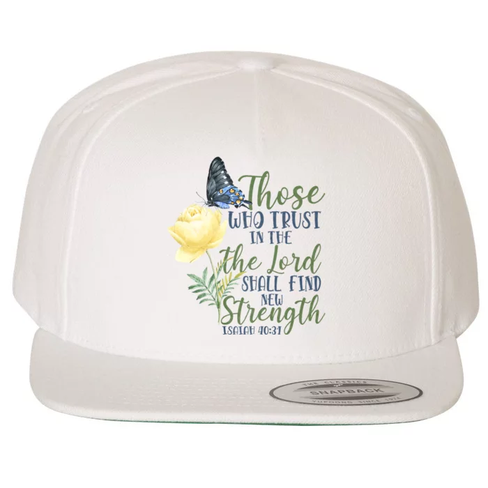 Christian Bible Verse Butterfly Rose Flower Isaiah 40:31 Wool Snapback Cap