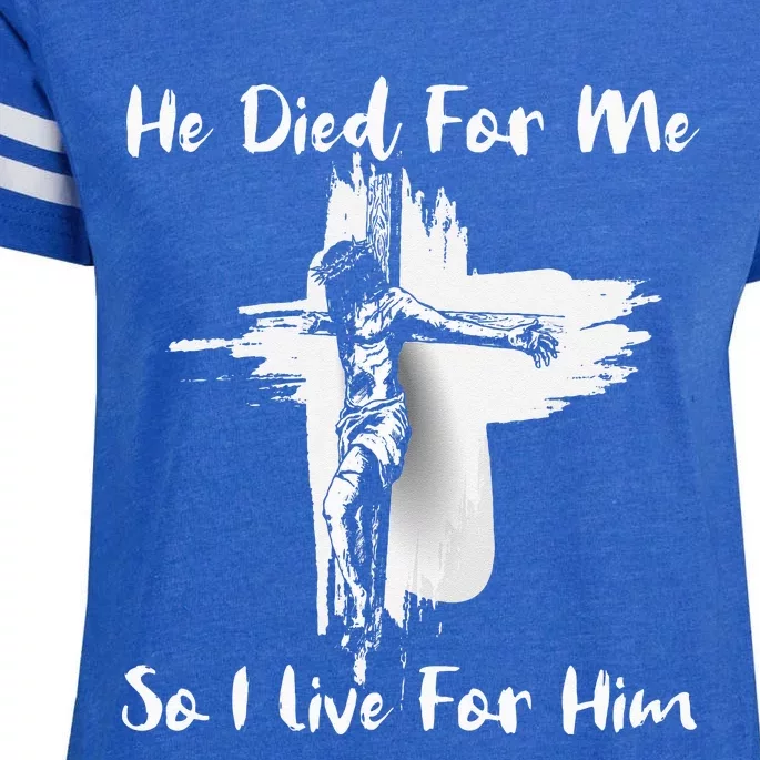 Christian Bible Verse Jesus Died For Me Enza Ladies Jersey Football T-Shirt