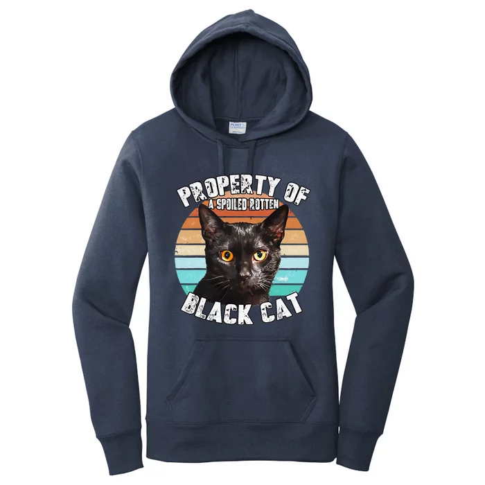 Cat Black Vintage Eighties Style Cat Retro Property Gift Cute Dog Women's Pullover Hoodie