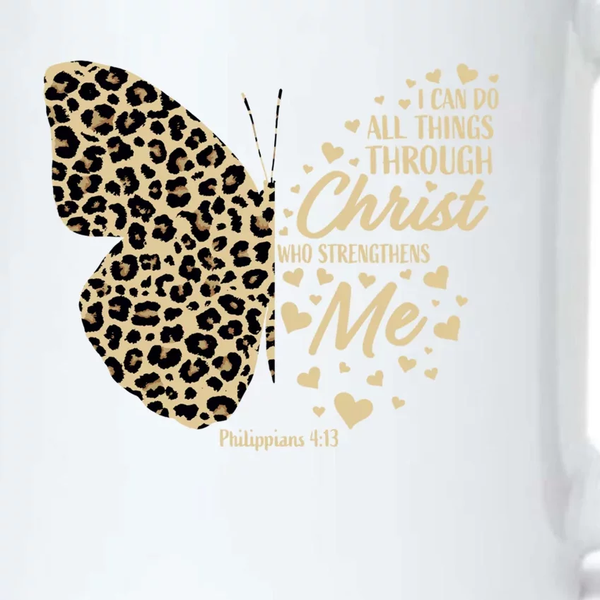 Christian Bible Verse Butterfly Cheetah Mom Teen Gift Black Color Changing Mug