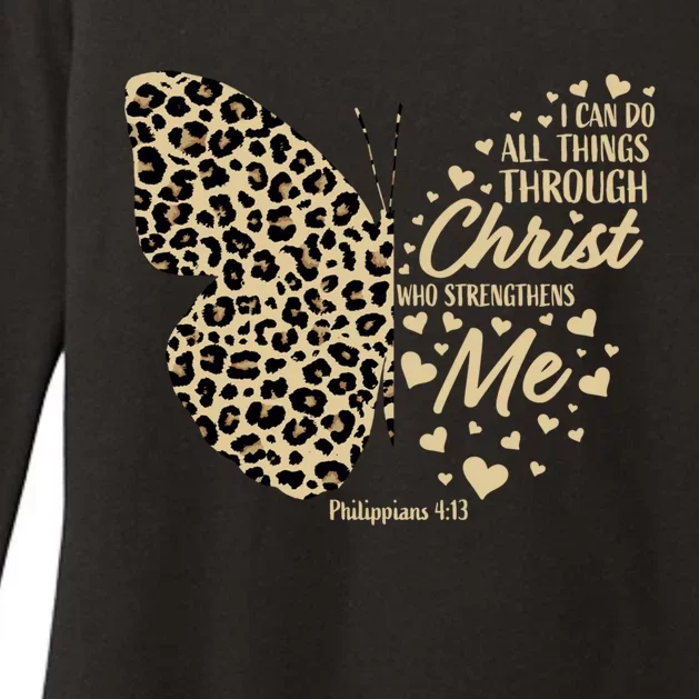 Christian Bible Verse Butterfly Cheetah Mom Teen Gift Womens CVC Long Sleeve Shirt