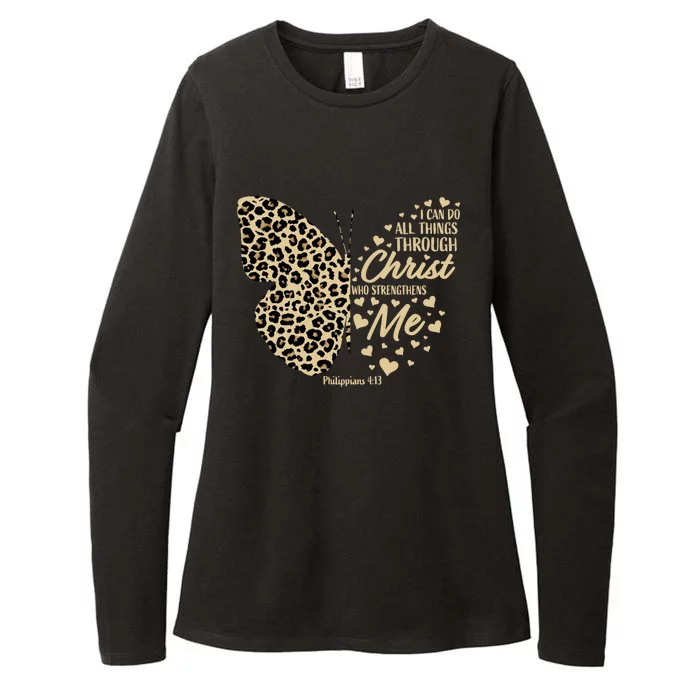 Christian Bible Verse Butterfly Cheetah Mom Teen Gift Womens CVC Long Sleeve Shirt