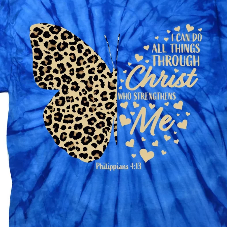 Christian Bible Verse Butterfly Cheetah Mom Teen Gift Tie-Dye T-Shirt