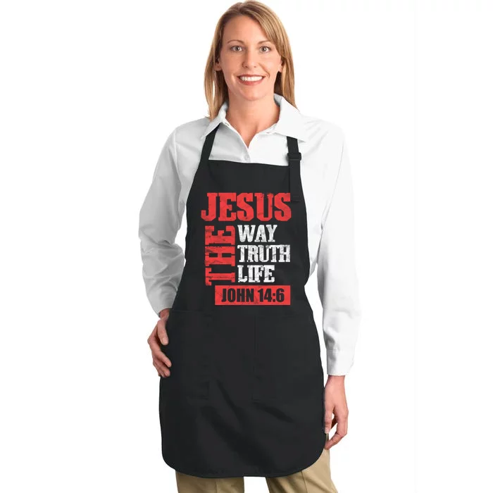 Christian Bible Verse Jesus The Way Truth Life John 14:6 Full-Length Apron With Pocket