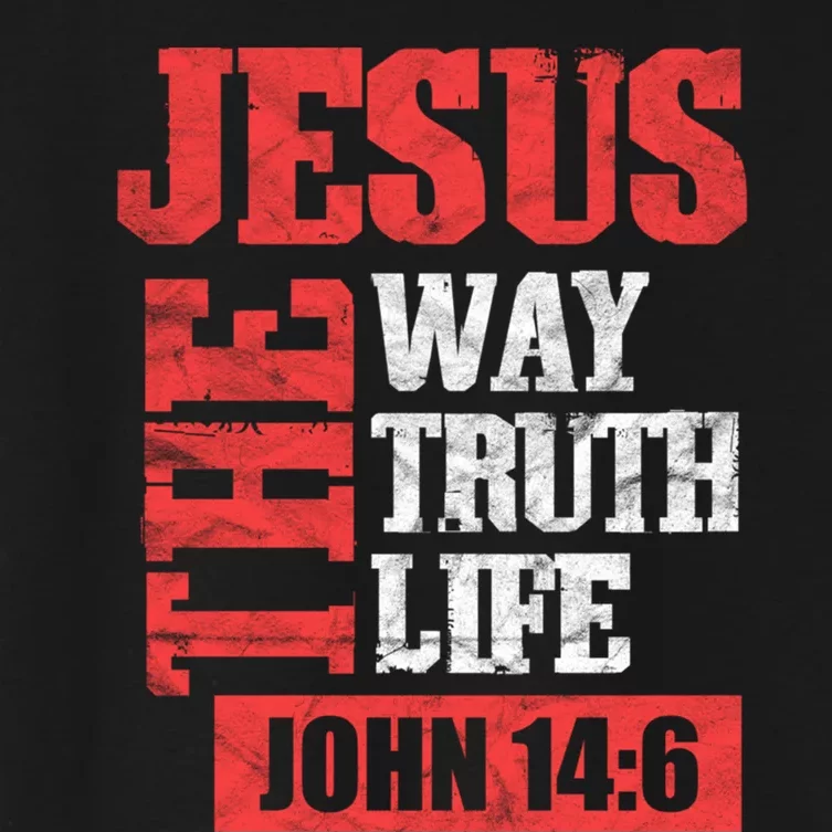 Christian Bible Verse Jesus The Way Truth Life John 14:6 Women's Crop Top Tee