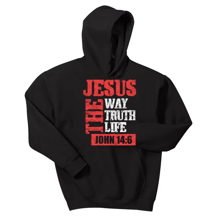 Christian Bible Verse Jesus The Way Truth Life John 14:6 Kids Hoodie