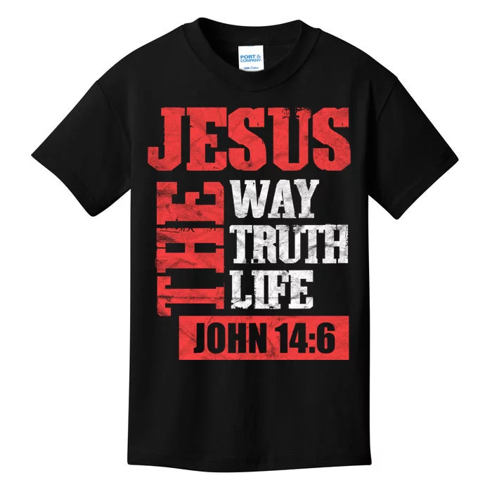 Christian Bible Verse Jesus The Way Truth Life John 14:6 Kids T-Shirt