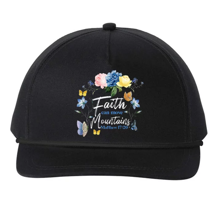 Christian Bible Verse Butterfly Rose Flower Matthew 1720 Snapback Five-Panel Rope Hat