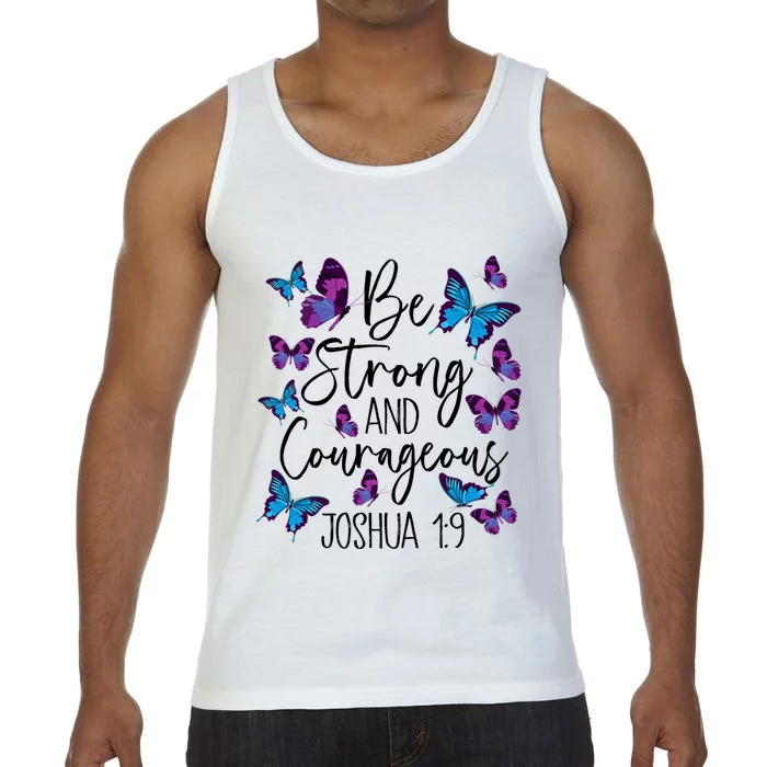 Christian Bible Verse Be Strong Joshua 1:9 Butterfly Comfort Colors® Tank Top