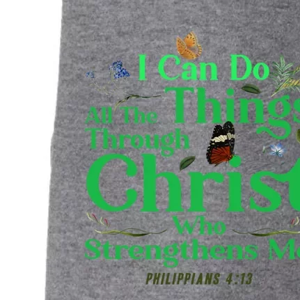 Christian Bible Verse Philippians 4:13 Flower Butterfly Meaningful Gift Doggie 3-End Fleece Hoodie