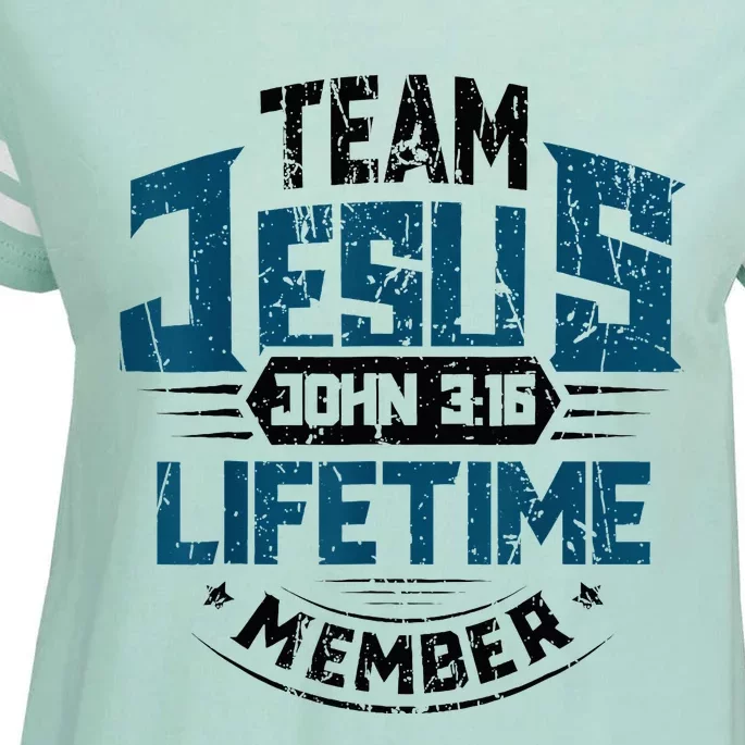 Christian Bible Verse Team Jesus Lifetime Member Scripture Enza Ladies Jersey Football T-Shirt