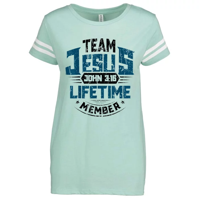 Christian Bible Verse Team Jesus Lifetime Member Scripture Enza Ladies Jersey Football T-Shirt