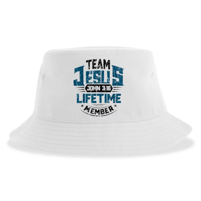 Christian Bible Verse Team Jesus Lifetime Member Scripture Sustainable Bucket Hat