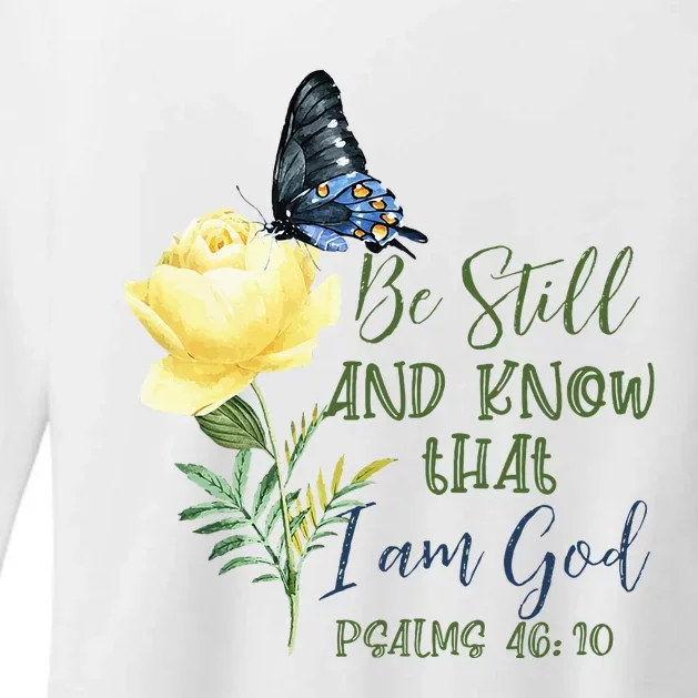 Christian Bible Verse Psalm 4610 Flower Butterfly Womens CVC Long Sleeve Shirt