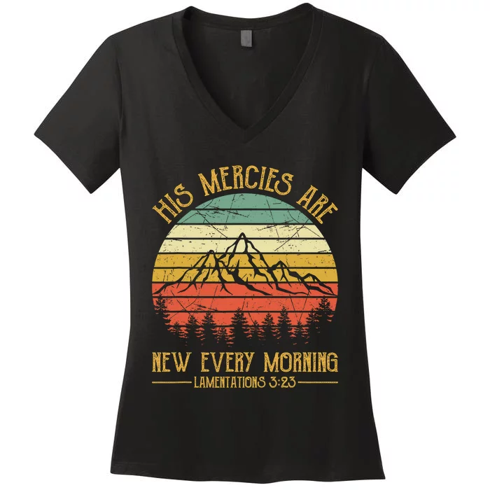 Christian Bible Verse His Mercies Are New Every Morning Women's V-Neck T-Shirt