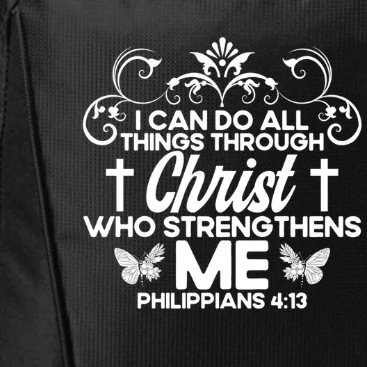 Christian Bible Verse Philippians 4:13 Flower Butterfly Gift City Backpack