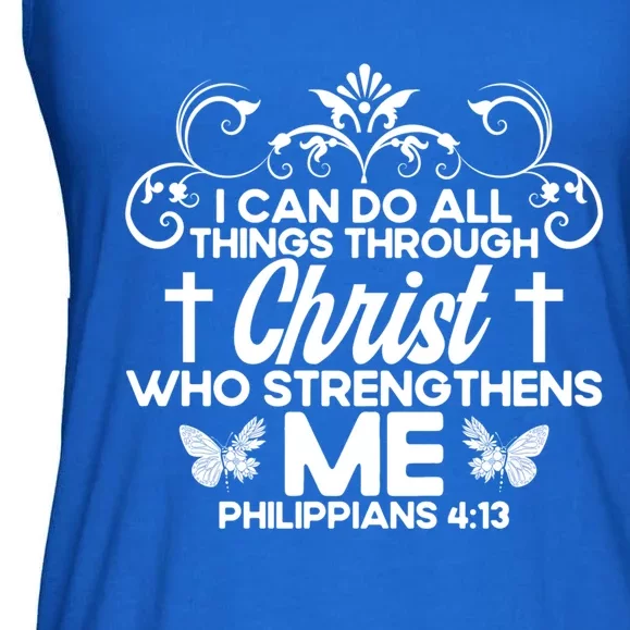 Christian Bible Verse Philippians 4:13 Flower Butterfly Gift Ladies Essential Flowy Tank