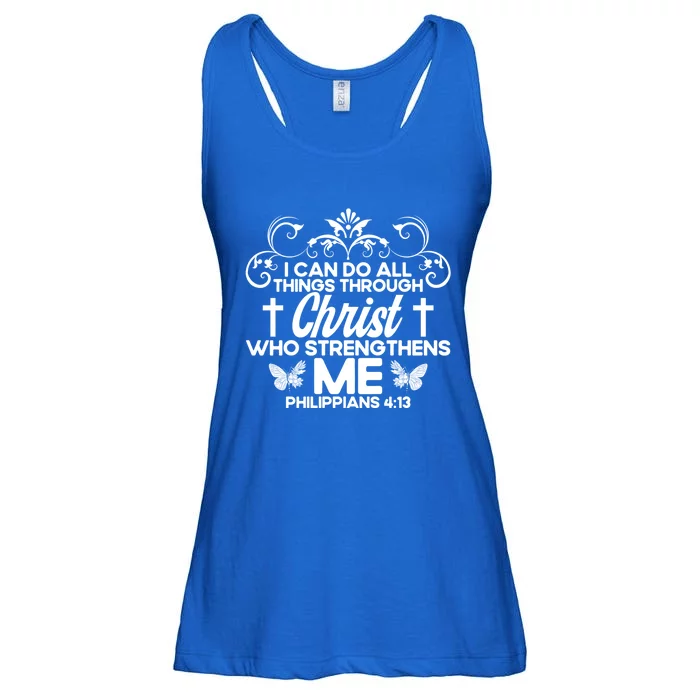 Christian Bible Verse Philippians 4:13 Flower Butterfly Gift Ladies Essential Flowy Tank