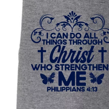 Christian Bible Verse Philippians 4:13 Flower Butterfly Gift Doggie 3-End Fleece Hoodie