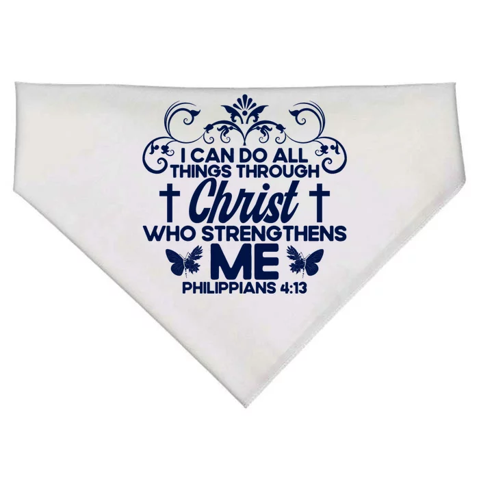 Christian Bible Verse Philippians 4:13 Flower Butterfly Gift USA-Made Doggie Bandana