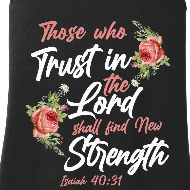 Christian Bible Verse Quote Rose Flower Isaiah 4031 Ladies Essential Tank