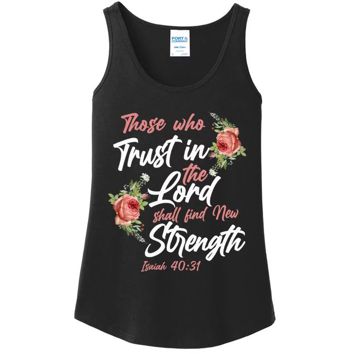 Christian Bible Verse Quote Rose Flower Isaiah 4031 Ladies Essential Tank