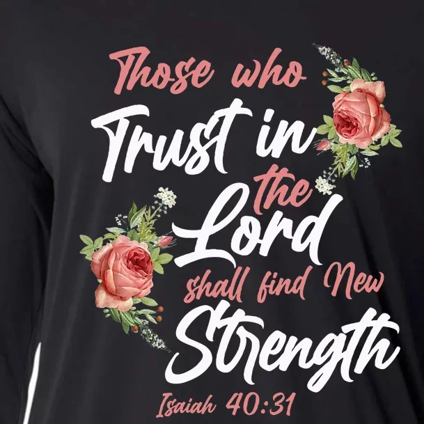 Christian Bible Verse Quote Rose Flower Isaiah 4031 Cooling Performance Long Sleeve Crew