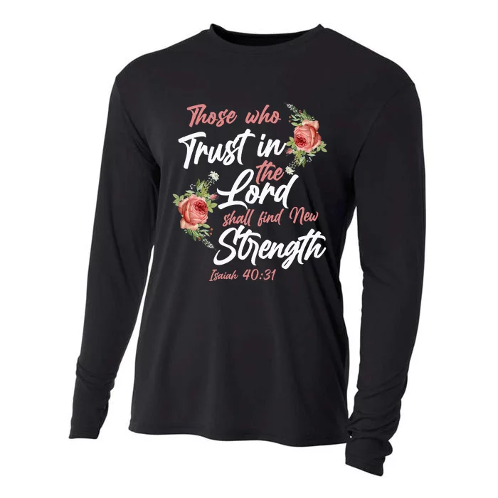 Christian Bible Verse Quote Rose Flower Isaiah 4031 Cooling Performance Long Sleeve Crew