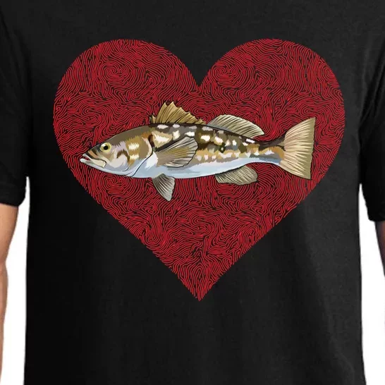 Calico Bass Valentines Day Fish Love Fingerprint Great Gift Pajama Set