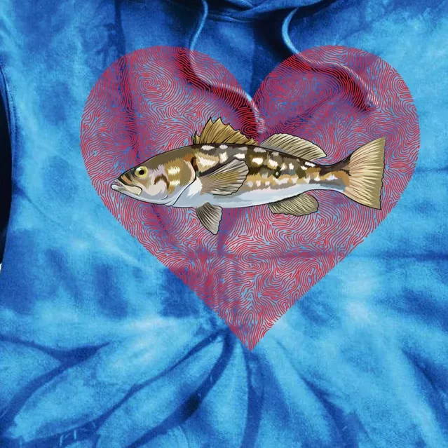 Calico Bass Valentines Day Fish Love Fingerprint Great Gift Tie Dye Hoodie