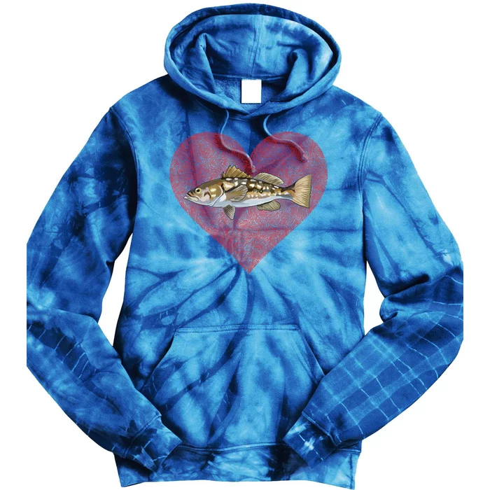 Calico Bass Valentines Day Fish Love Fingerprint Great Gift Tie Dye Hoodie