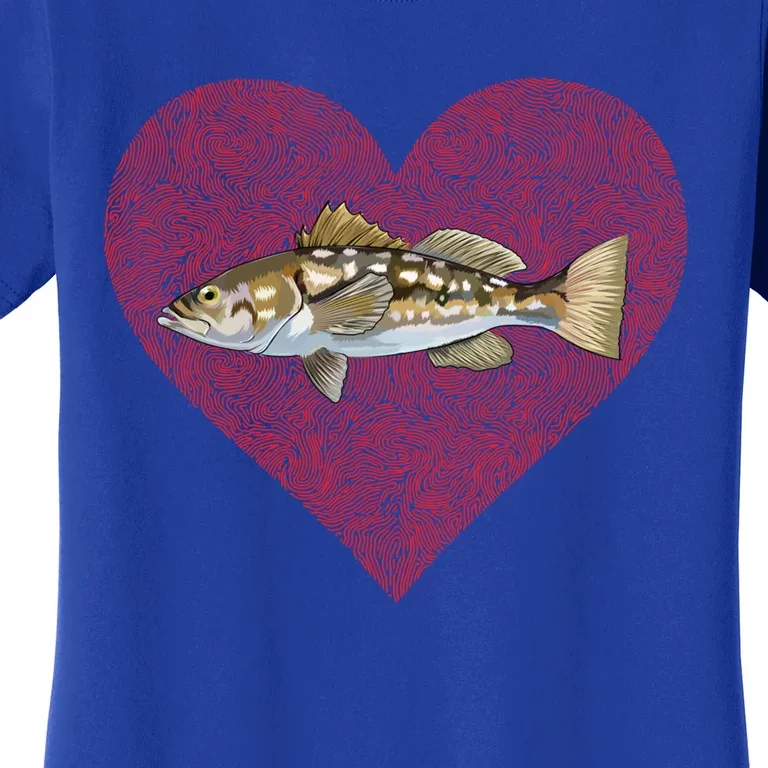 Calico Bass Valentines Day Fish Love Fingerprint Great Gift Women's T-Shirt