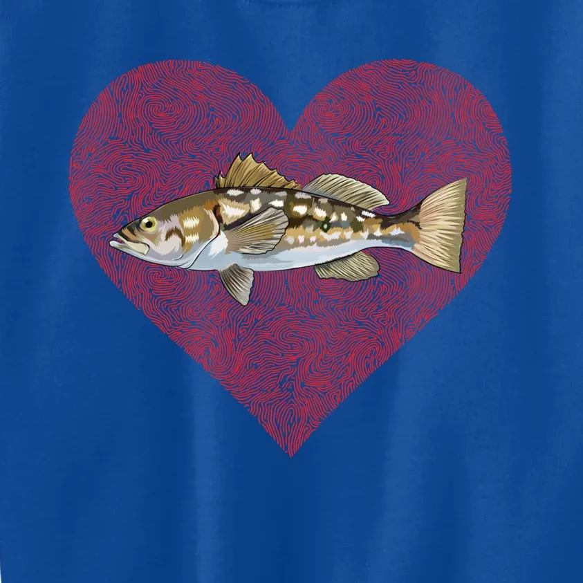 Calico Bass Valentines Day Fish Love Fingerprint Great Gift Kids Sweatshirt