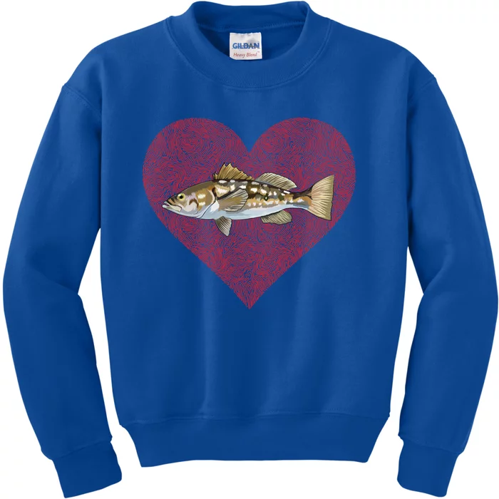 Calico Bass Valentines Day Fish Love Fingerprint Great Gift Kids Sweatshirt