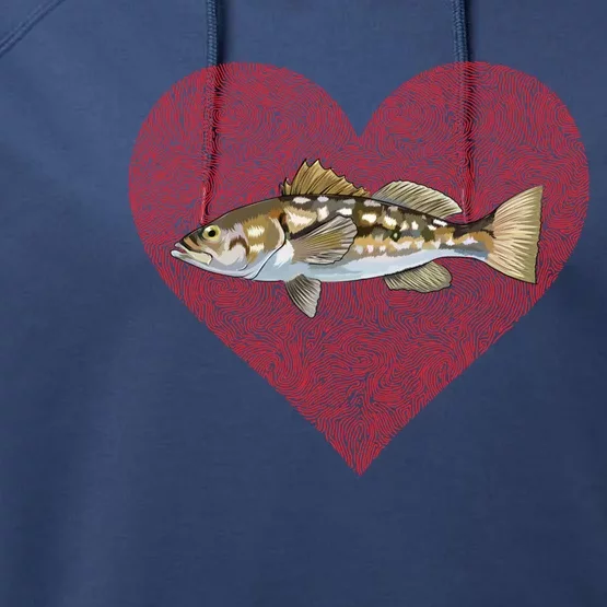 Calico Bass Valentines Day Fish Love Fingerprint Great Gift Performance Fleece Hoodie