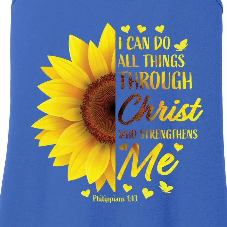 Christian Bible Verse Philippians 4:13 Funny Gift Sunflower Meaningful Gift Ladies Essential Tank