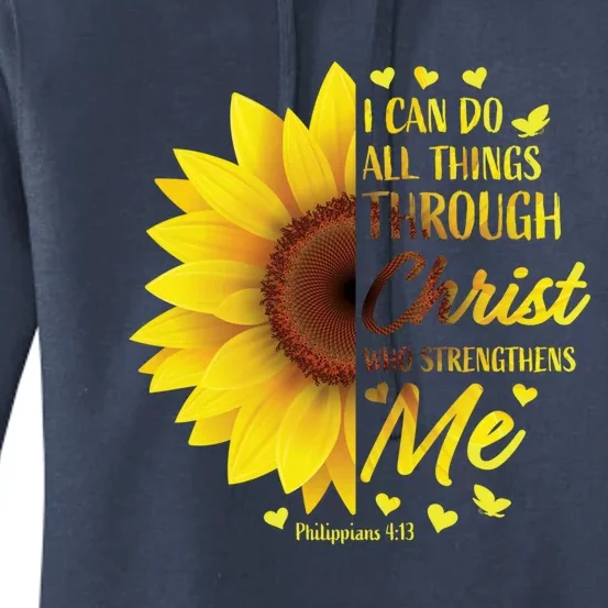 Christian Bible Verse Philippians 4:13 Funny Gift Sunflower Meaningful Gift Women's Pullover Hoodie