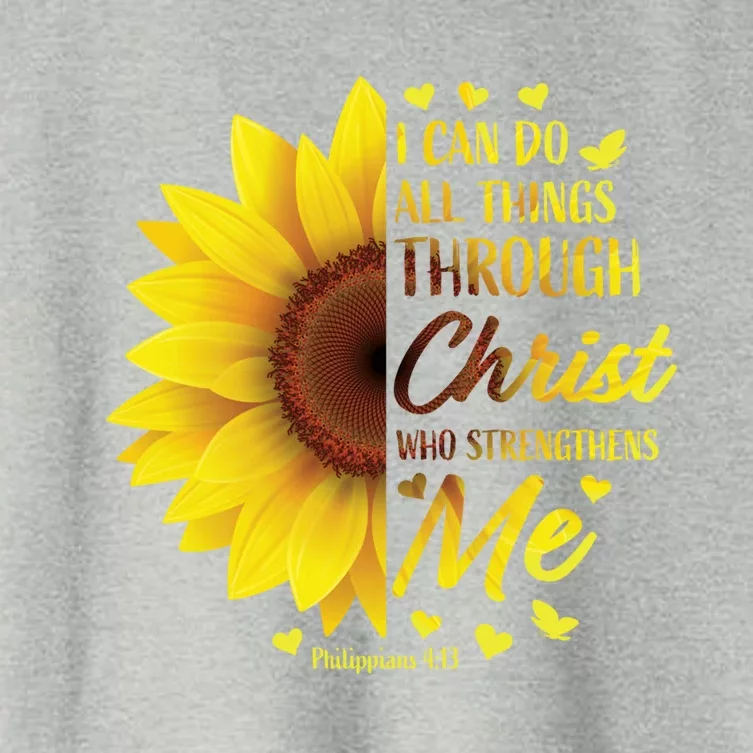 Christian Bible Verse Philippians 4:13 Funny Gift Sunflower Meaningful Gift Women's Crop Top Tee