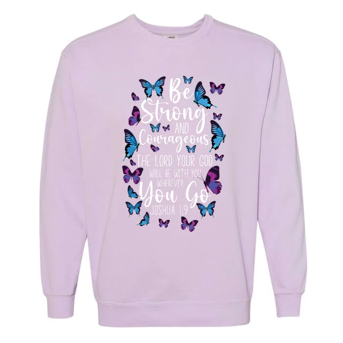 Christian Bible Verse Quote Butterfly Joshua 19 Garment-Dyed Sweatshirt