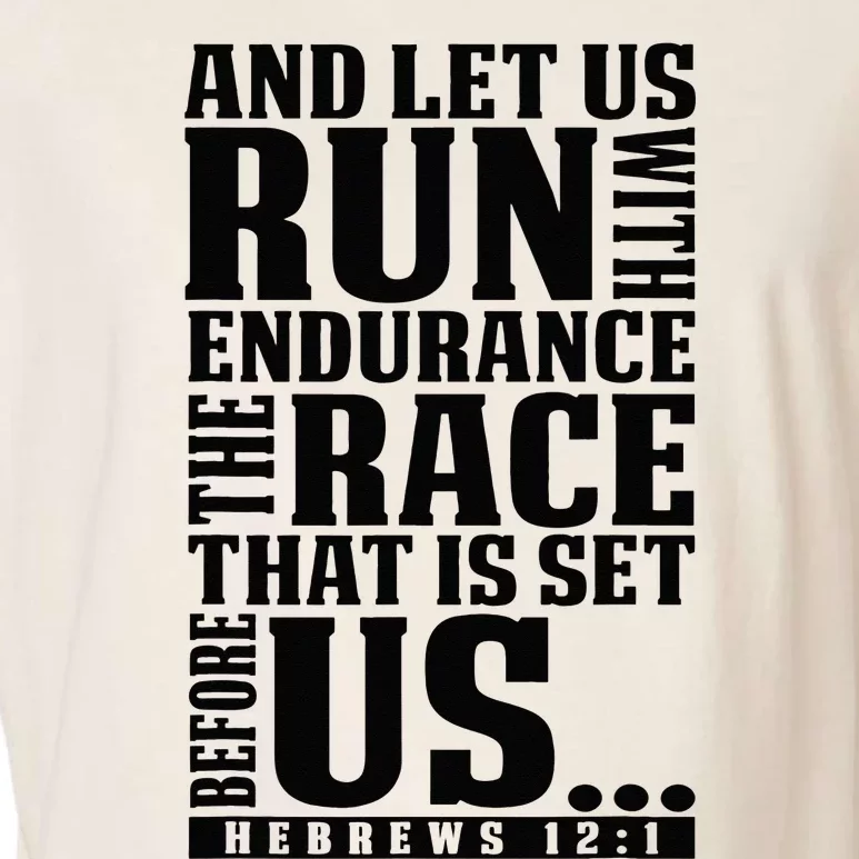 Christian Bible Verse Let Us Run With Endurance Running Gift Garment-Dyed Women's Muscle Tee