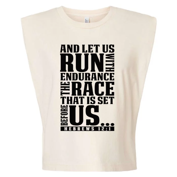 Christian Bible Verse Let Us Run With Endurance Running Gift Garment-Dyed Women's Muscle Tee