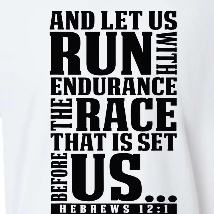 Christian Bible Verse Let Us Run With Endurance Running Gift Sueded Cloud Jersey T-Shirt