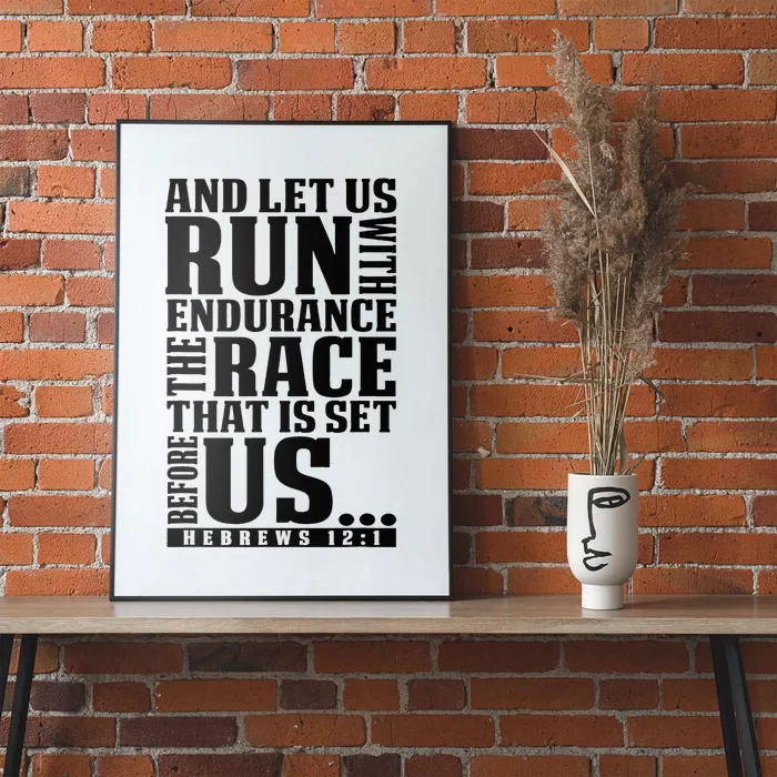 Christian Bible Verse Let Us Run With Endurance Running Gift Poster