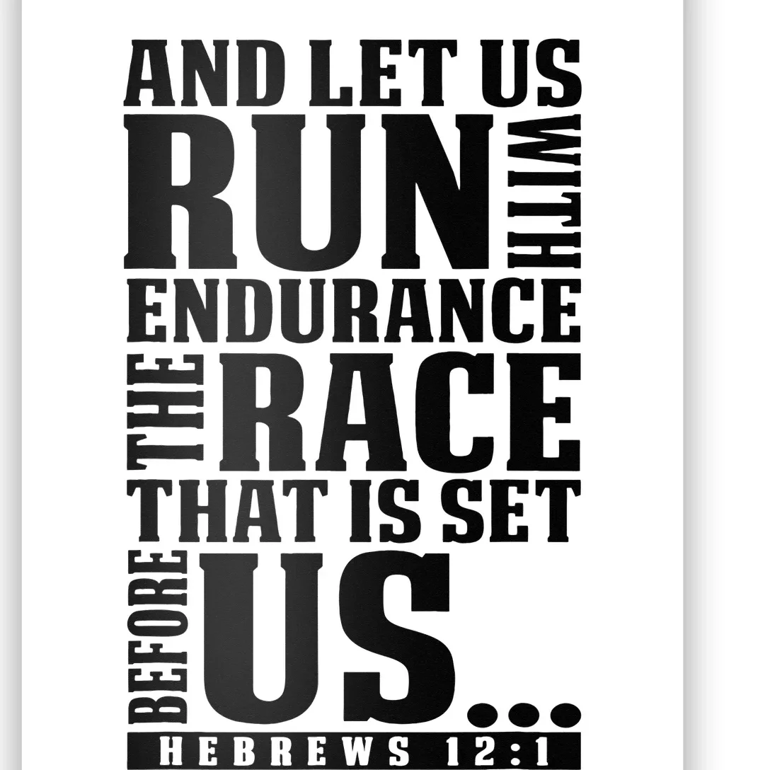 Christian Bible Verse Let Us Run With Endurance Running Gift Poster