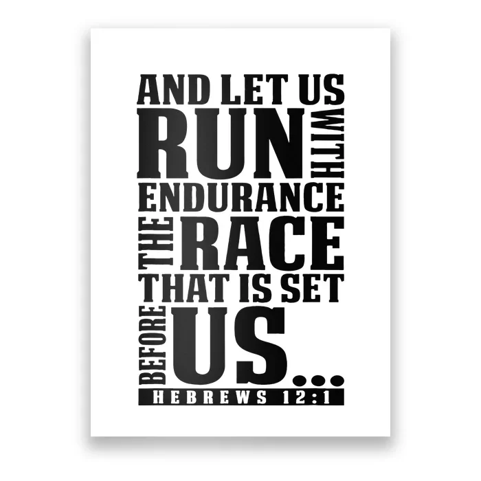 Christian Bible Verse Let Us Run With Endurance Running Gift Poster