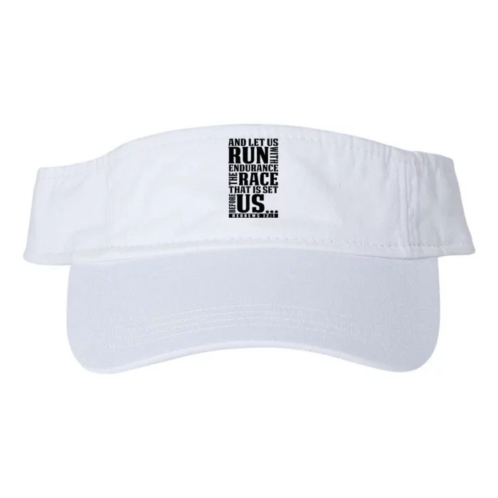 Christian Bible Verse Let Us Run With Endurance Running Gift Valucap Bio-Washed Visor