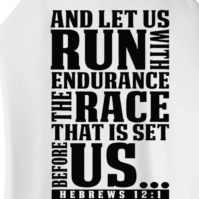 Christian Bible Verse Let Us Run With Endurance Running Gift Women’s Perfect Tri Rocker Tank