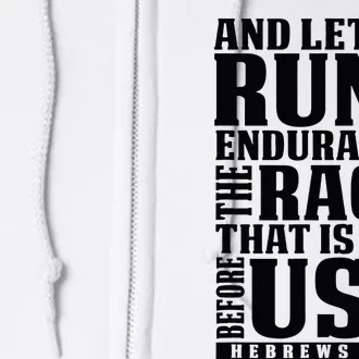 Christian Bible Verse Let Us Run With Endurance Running Gift Full Zip Hoodie